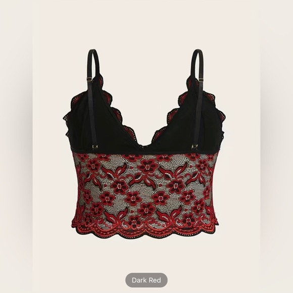 Other - Women's Plus Floral Guipure Lace Scalloped Trim Wireless Longline Bra. Size 3xl